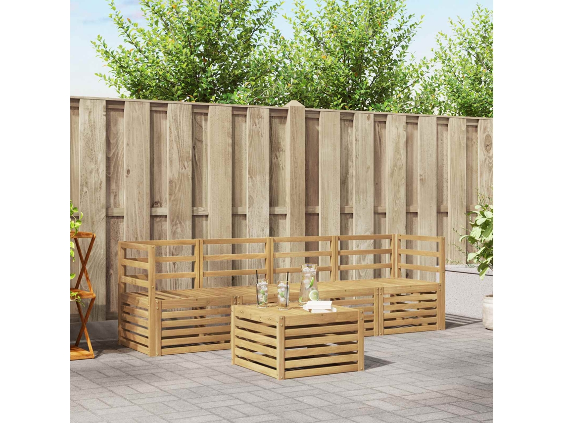 Vidaxl Conjunto De Sofás Para Exterior 5 Pcs Branco