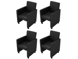Vidaxl Cadeiras De Jantar 4 Pcs Couro Artificial Preto