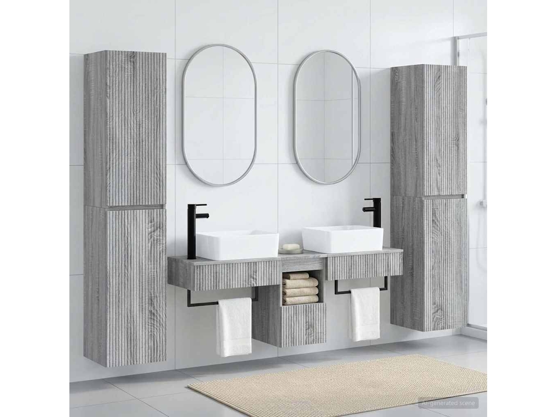 Vidaxl Conjunto De Móveis Para Banheiro 5 Unid. Sonoma Cinzento