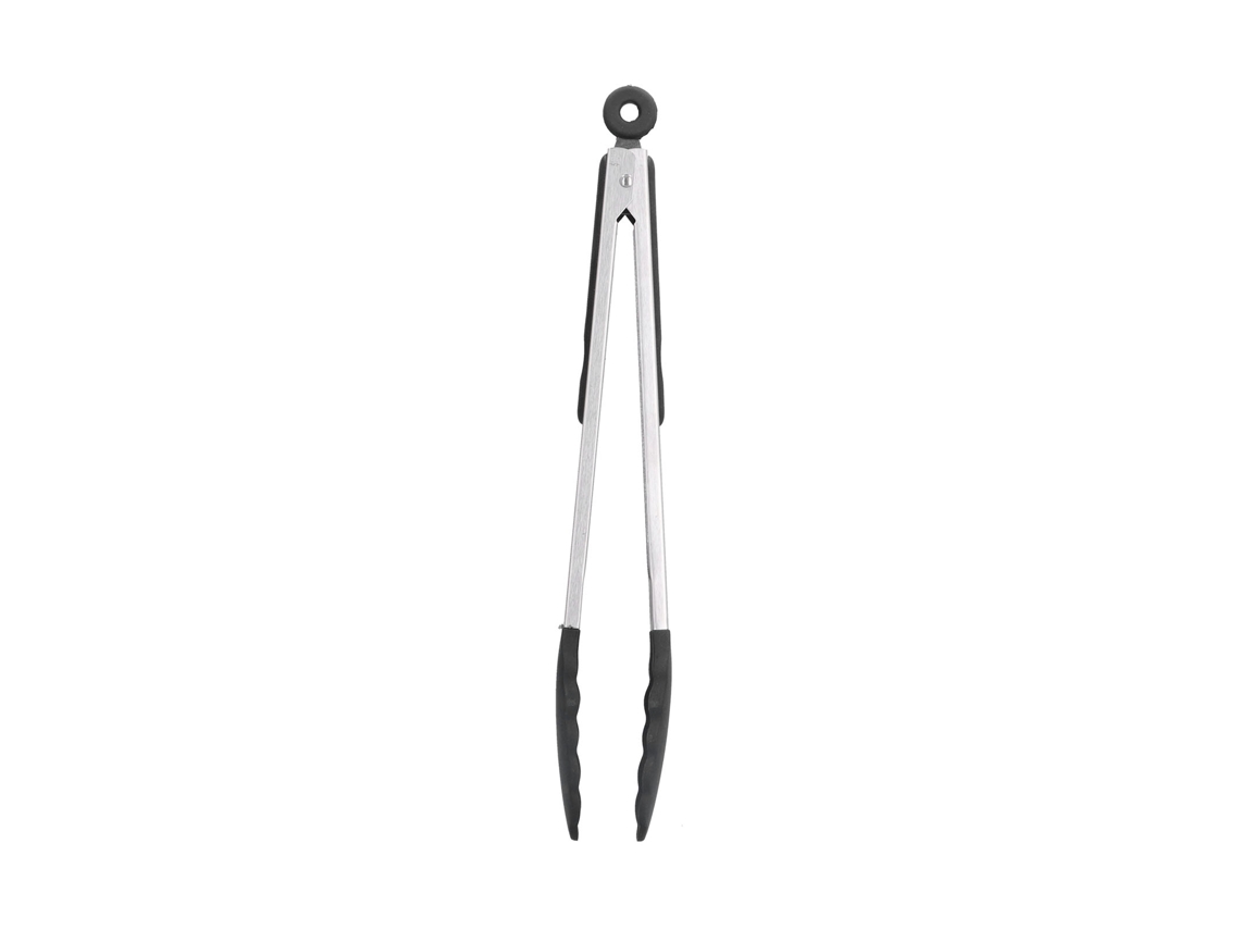 Pinça De Silicone Para Alimentos, Pinça Anti Escaldante De Aço Inoxidável Para Churrasco, Para Cozinha, Casa E Ar Livre (12 Pol, Preto)