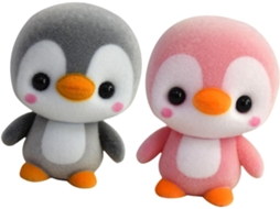 2 Pinguins De Pelúcia Cinza Em Pvc, Decoração Para Crianças