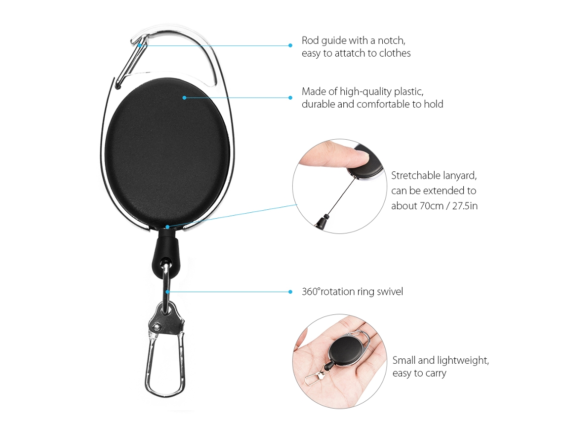 Anub 3 Peças de Retractor Zinger Ferramenta Pesca com Mosca Extractor Keeper
