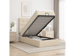 Vidaxl Cama Ottoman Com Colchão Creme 100 X 200 Cm Tecido