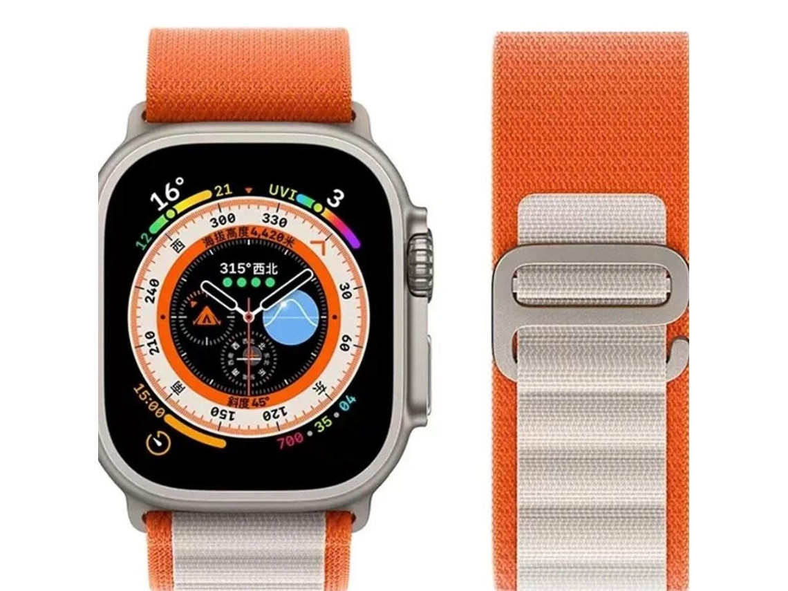 Pulseira ORYSIN Alpine Hook para Apple Watch Series 10 42mm na cor laranja, com design resistente e elegante.