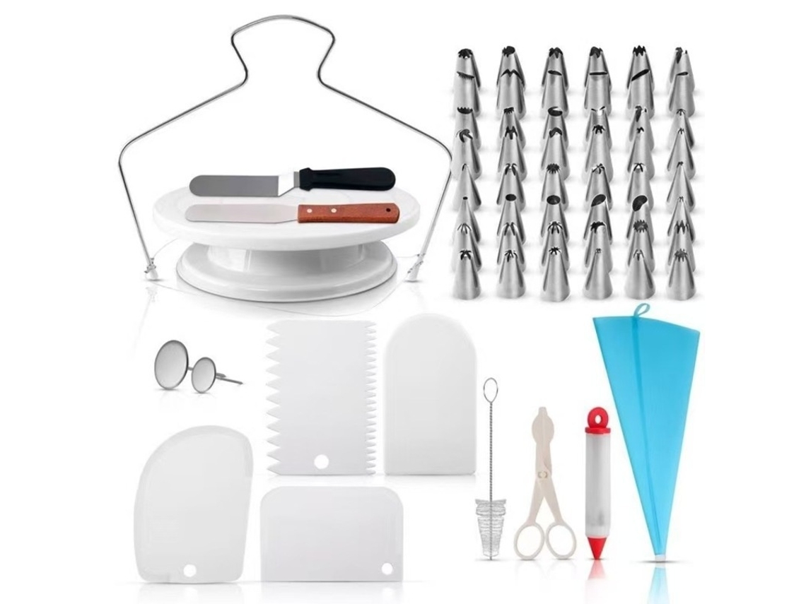 Kit De Confeitaria Com Prato Giratório E Bicos, 73 Peças Elysve