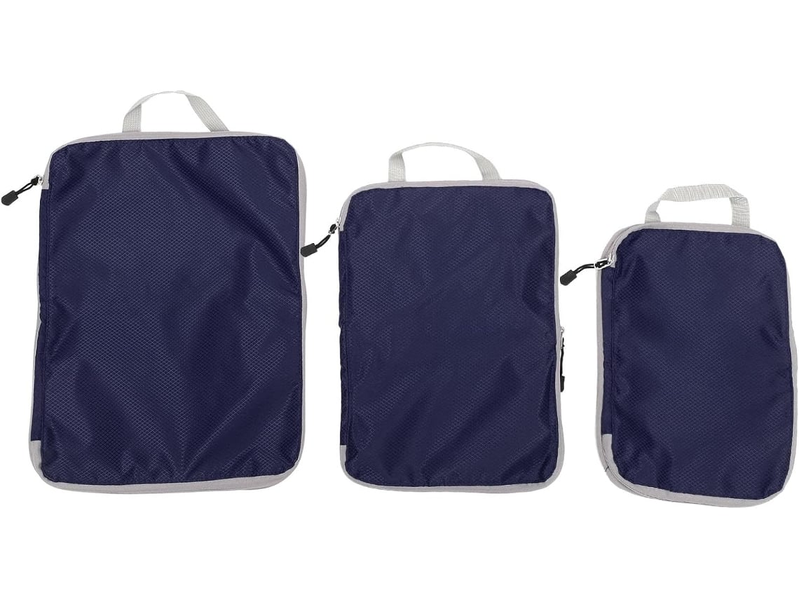Conjunto De Organizador De Viagem De 3 Peças Em Nylon Elegante Com Compartimentos Para Roupas Íntimas E Meias.