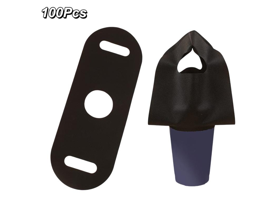 Conjunto De 50/100 Porta-copos De Tecido Não Tecido Com Alças Para Bebidas Para Viagem, Café, Preto.