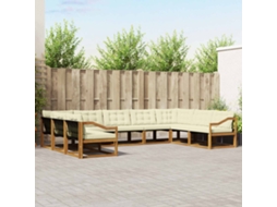 Vidaxl Conjunto De Sofás Para Exterior 9 Pcs Natural E Creme
