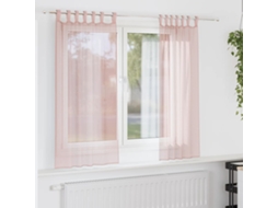 Vidaxl Cortinas De Voile Com Laços 2 Pcs Rosa-claro 140x175 Cm
