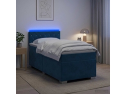 Vidaxl Cama Box Spring Com Colchão E Led Azul 90 X 200 Cm Veludo