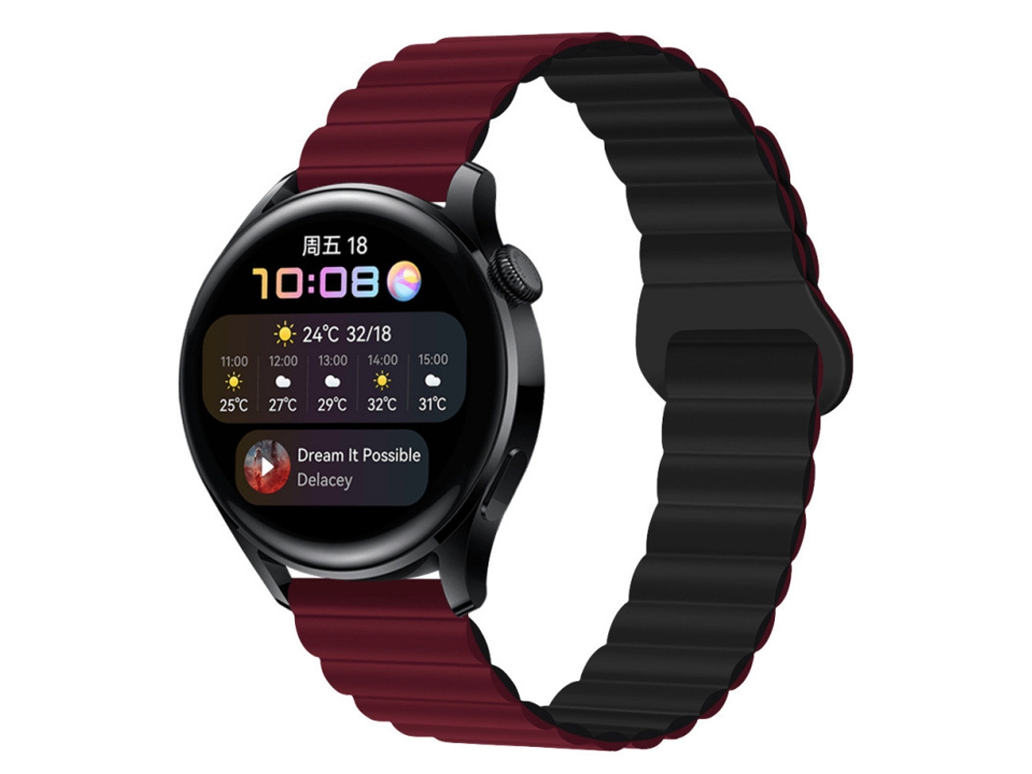 Bracelete Para Garmin Vívoactive 3/5/6 (20mm) Borgonha-preto Cuich