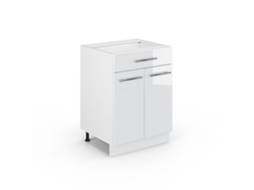 Armário de cozinha Fame-Line, 60 cm com gaveta, sem bancada, branco alto brilho, Vicco