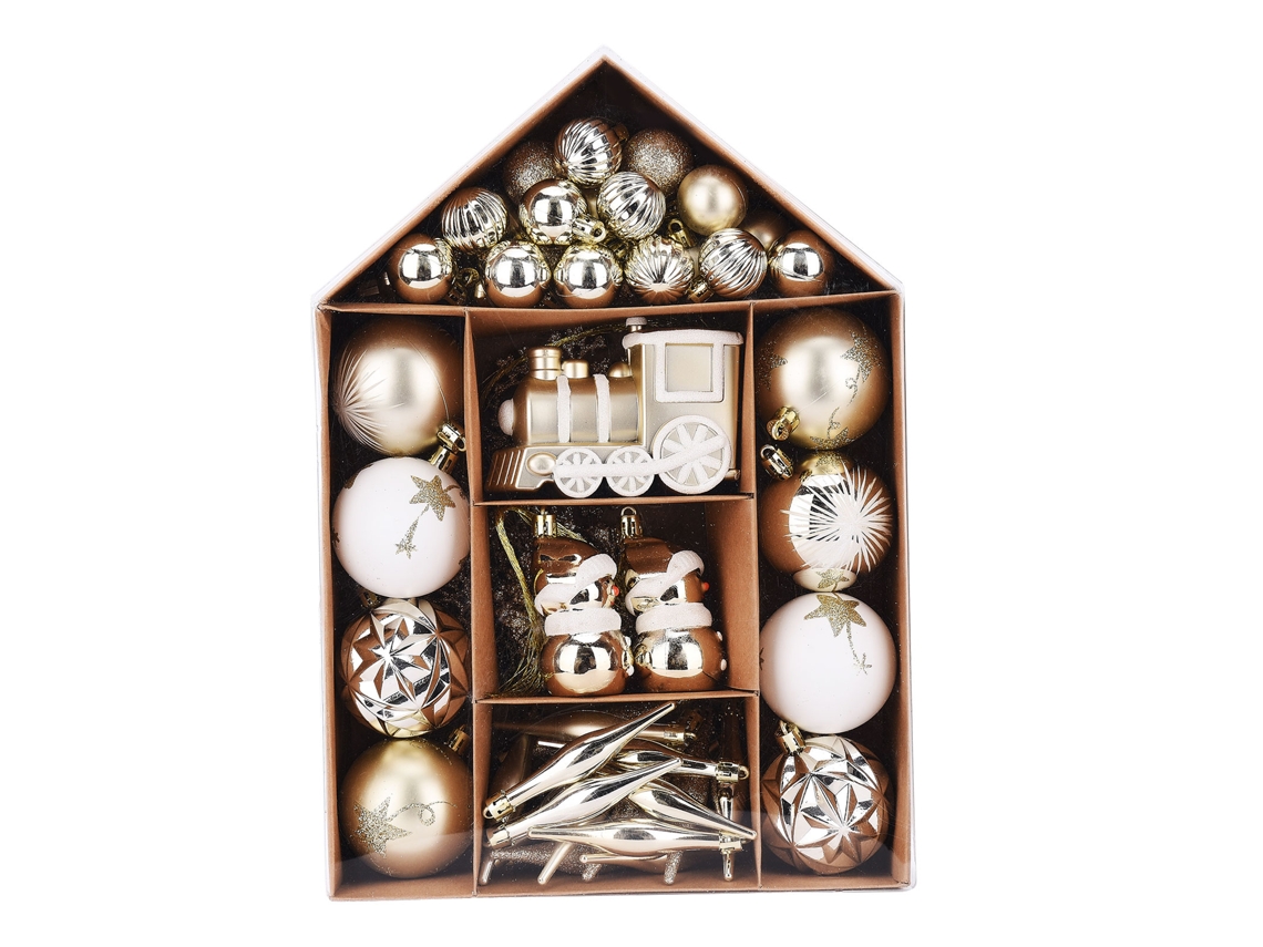 Laxiscreed Conjunto De 70 Ornamentos Natalinos Ouro E Branco Para Árvores De Natal