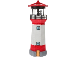 Farol Solar Decorativo Para Exterior, 9×9×27 Cm, Em Resina Vermelha E Branca, À Prova D'água.
