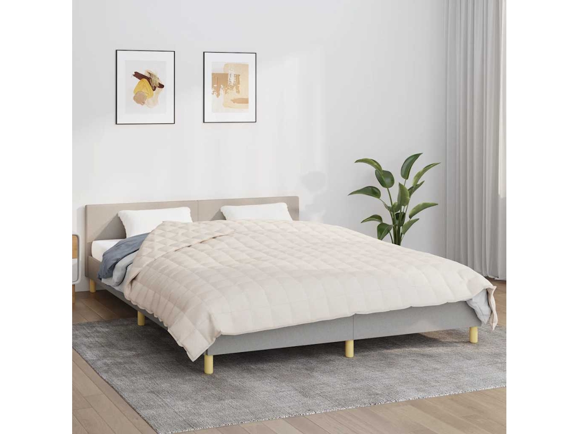 Vidaxl Manta Pesada 9 Kg 200x225 Cm Tecido Creme-claro