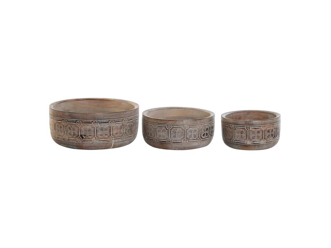 Conjunto de 3 Centros de Mesa com Manga Natural, 30,5 X 30,5 X 12,7 Cm ALEXANDRA HOUSE LIVING