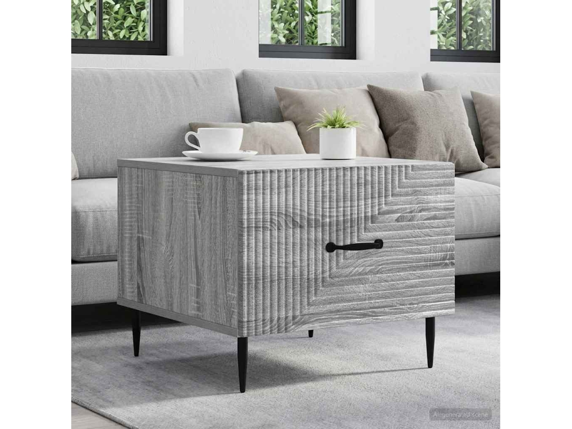 Vidaxl Mesa De Centro Com Gaveta Sonoma Cinzento 49 X 50 X 40 Cm