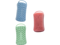 Conjunto De 3 Escovas Banho Silicone Dupla Face Vicasky Para Lavar O Corpo E Cabelo