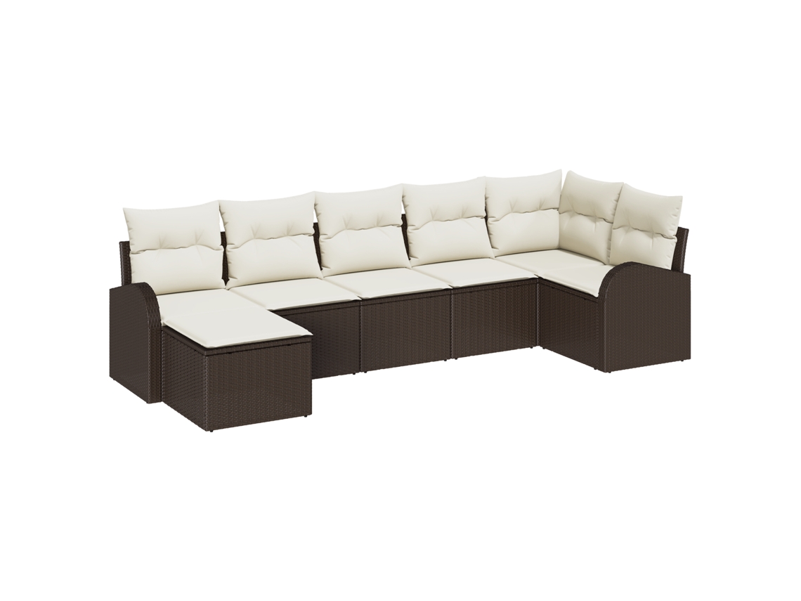 Conjunto 7 Sofá Modular Vidaxl Castanho Vime Pe (289 X 124 X 85 Cm)
