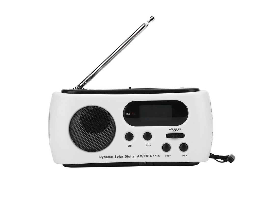Rádio Portátil Am/fm com Energia Solar, Manivela e Led AQUAFORGE
