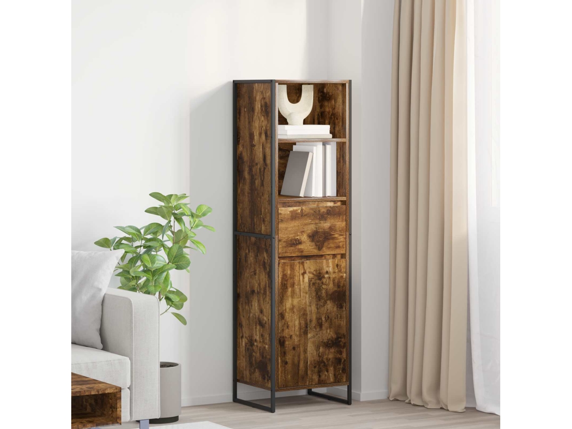 Vidaxl Gabinete De Livros Com Gaveta Carvalho Fumê 43 X 36 X 150.5 Cm