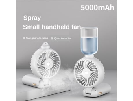 Ventoinha de Mão Portátil com Spray Dobrável Usb Recarregável 5000Mah BDL23 Branco