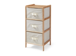 Cômoda Maldon com 3 gavetas em tecido de bambu 79x37x35cm Natural/bege [EN.CASA]