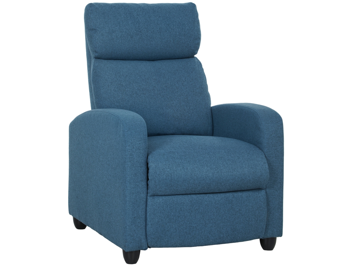 Poltrona de Descanso com Encosto Ajustável Manualmente, Apoio para os Pés e Almofada de Tecido, Azul. SINI TECH STORE