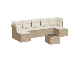 Maison Exclusive - 8 Pcs Conjunto De Sofás P/ Jardim Com Almofadões Vime Pe Bege