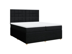 Cama com Molas/colchão 200x200 Cm Tecido Preto MAISON EXCLUSIVE