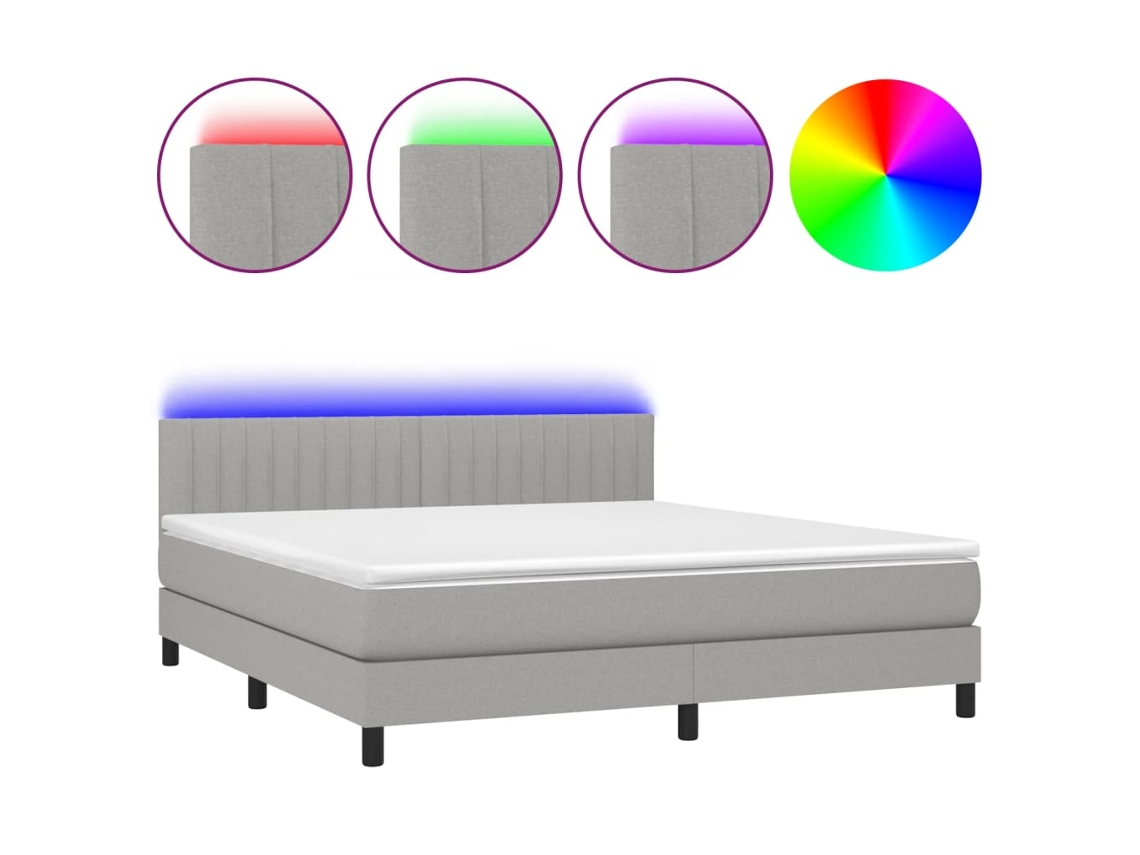 Box Spring Bed, Box Spring Beds Vidaxl Cinzeto Tecido (160 X 200 Cm)