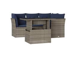 Conjunto de Sofá de Jardim, 5 Peças, Almofadas, Rattan Cinza MAISON EXCLUSIVE