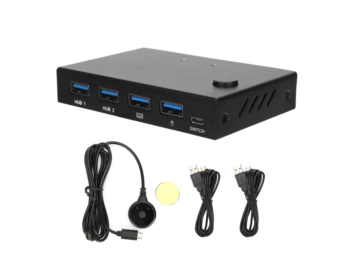 Conmutador KVM HDMI de 2 portas com áudio e vídeo, adaptador para mouse e teclado, 4k 30hz, plug and play | S/MARCA
