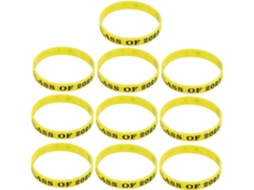 Conjunto Homsfou com 10 pulseiras de silicone, formato "10th Year" (10º ano), ajustáveis e elásticas para mulheres adolescentes.