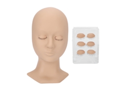 Cabeça De Boneco Para Treinamento De Cílios Extensos Com Pálpebras Removíveis Em Silicone Macio Realista