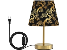 Abajur De Mesa Pequeno Yuiboo Com 3 Níveis Brilho, Em Formato De Galho Pinheiro Preto E Dourado, Com Cúpula, Ideal Para