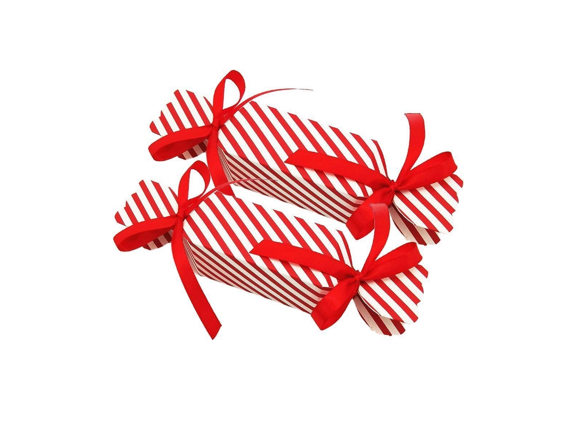 Conjunto De 50 Caixas De Presente De Natal Em Formato De Doces Com Listras Vermelhas, Ideais Para Guardar Presentes De Casamento. Aquaforge