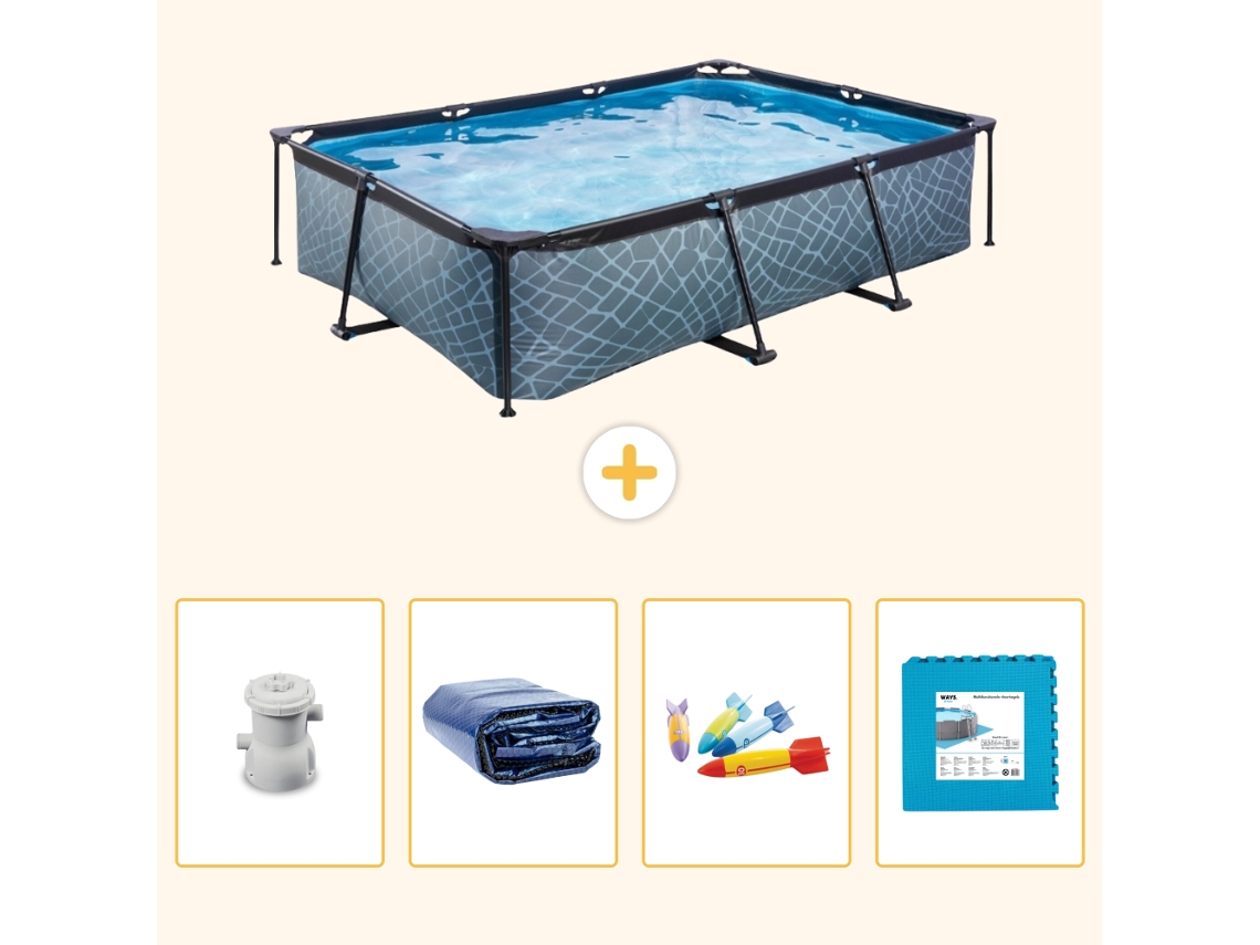 Exit-toys Piscina Exit Retangular - Efeito Pedra - 300x200x65 Cm - 5-peças S229