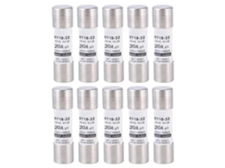 Pacote com 10 cartuchos de fusíveis de metal-cerâmica para proteção elétrica.