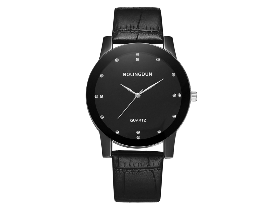 Relógio de quartzo para casa e feminino com strass, pulseira Preta PU T227-a L
