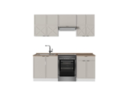 Cozinha Fame Line, 200cm, Pt Carvalho, Cinzabeige/branco, Branco, Vicco