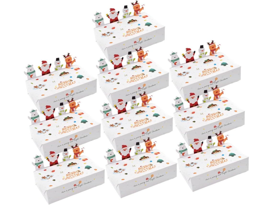 Veemoon 10-caixas De Papel Para Presente Natal E Aniversários, Estilo Natalino, Design Adorável E Material Durável Para