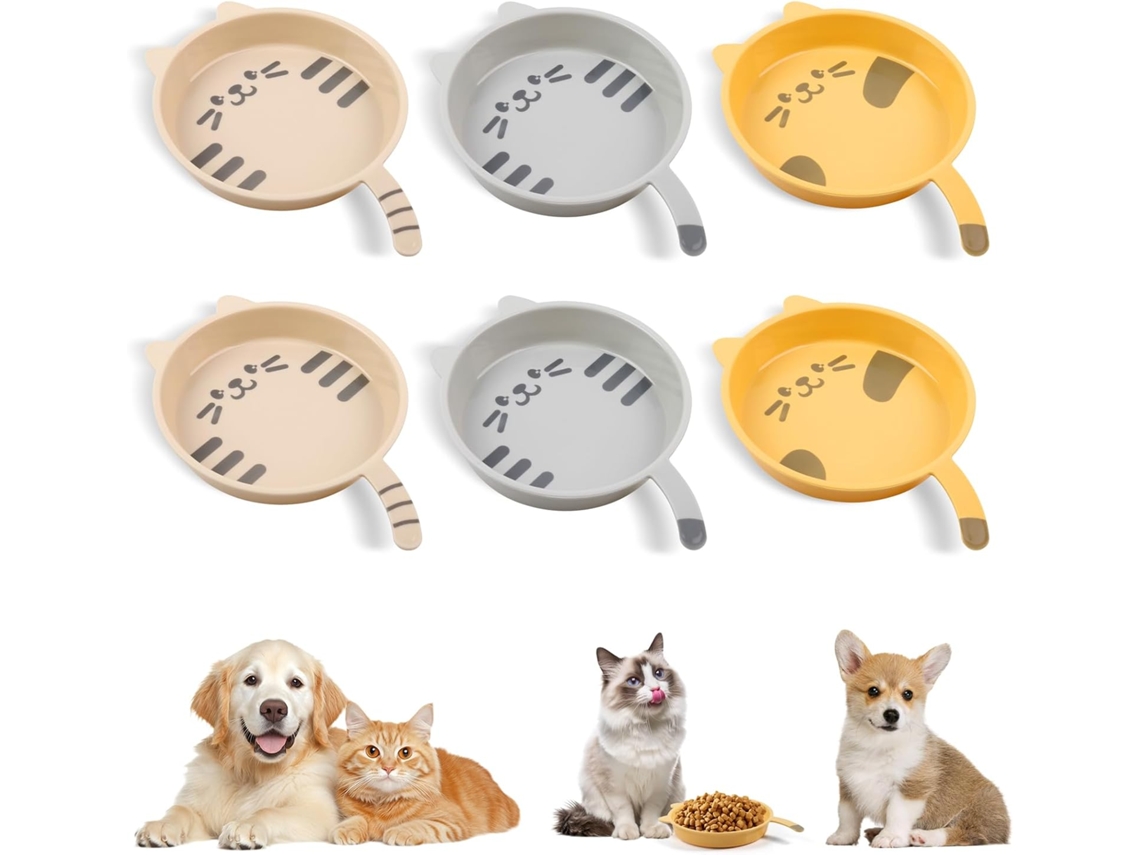 Conjunto de 9 Comedouros Rasos para Gatos, em Plástico, com Base Antiderrapante e Proteção para os Bigodes. Versáteis e Discretos AQUAFORGE