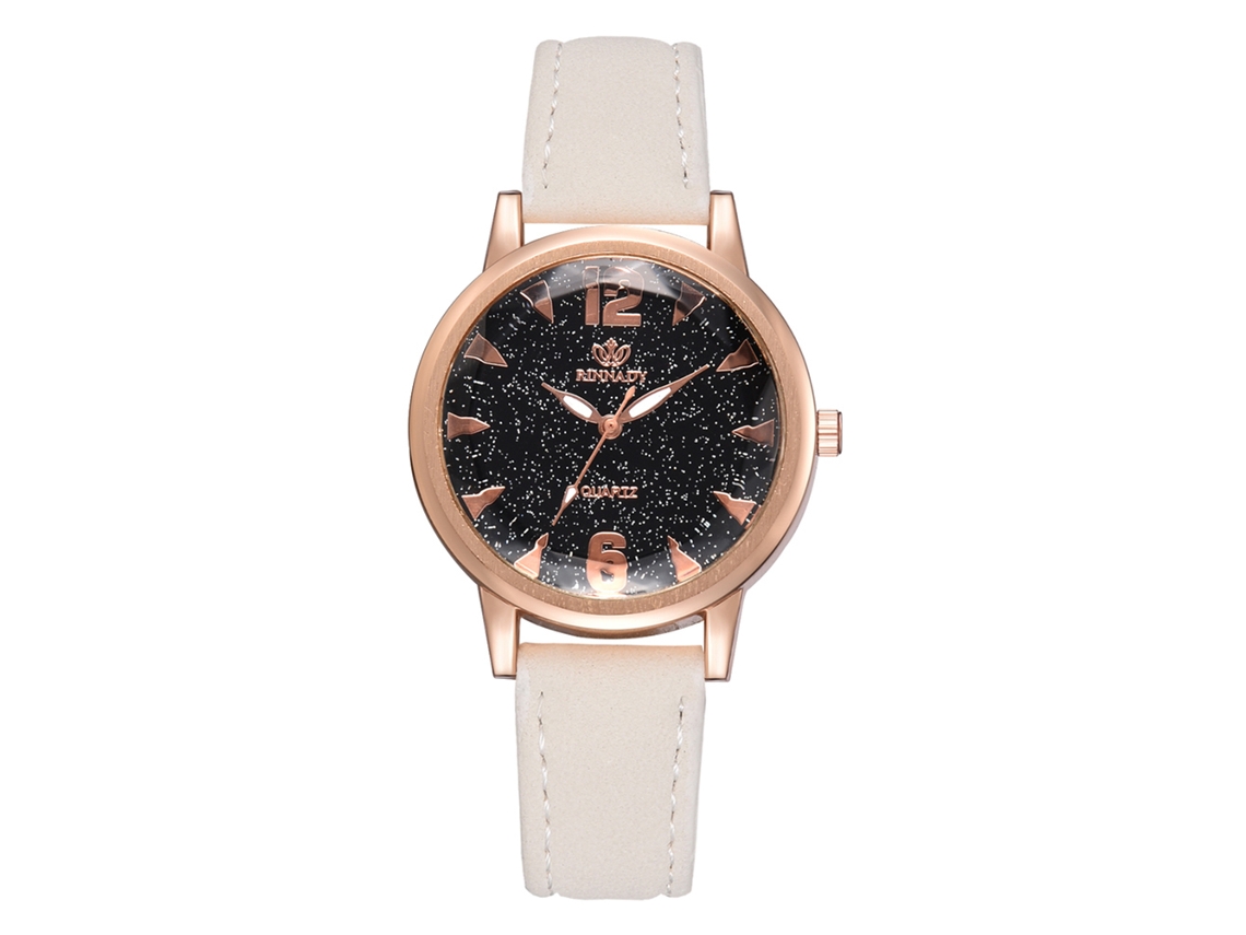 Relógio de Pulso Feminino com Pulseira Pu Mostrador Redondo Quartzo Liga Branco