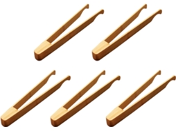 Conjunto De 5 Pinças Bambu Reutilizáveis E Resistentes Ao Calor Para Torradas Longas Servir, Churrascos E Frutas 30, 5cm