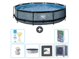 Exit-toys Piscina Exit Redonda - Efeito Pedra - 360x76 Cm - 7-peças S330