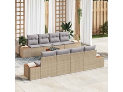 Vidaxl Conjunto De Sofá De Jardim 9 Unid. Bege Rattan Sintético