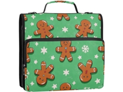 Organizador de Mesa com 3 Argolas, Alça e Ombro Removível, Estampa Gingerbread, Marrom, 3,8 Cm 34,5 X 31,5 8,9