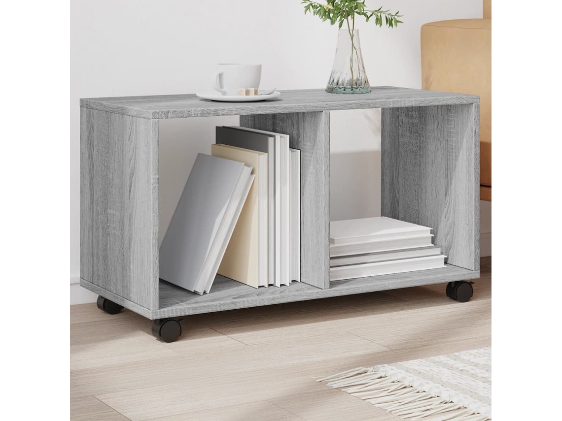 Vidaxl Móvel Com Rodas 72x33x42,5 Cm Derivados De Madeira Cinza Sonoma