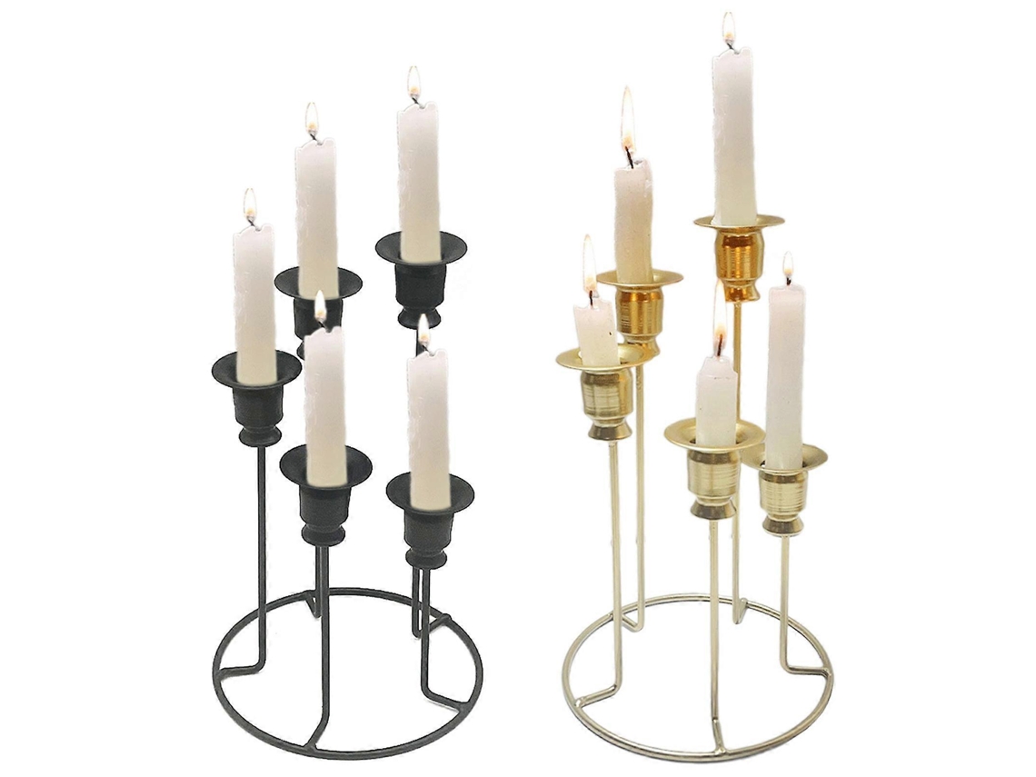 Candelabro De Ferro Para Velas Dourado